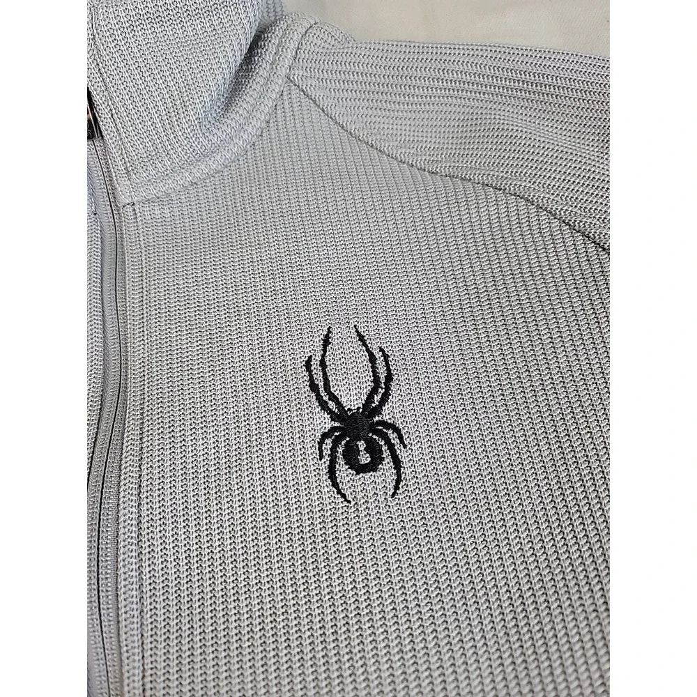 Spyder Core Sweater Pullover Mens Medium Grey Black 1/4 Zip Athletic Mock Neck